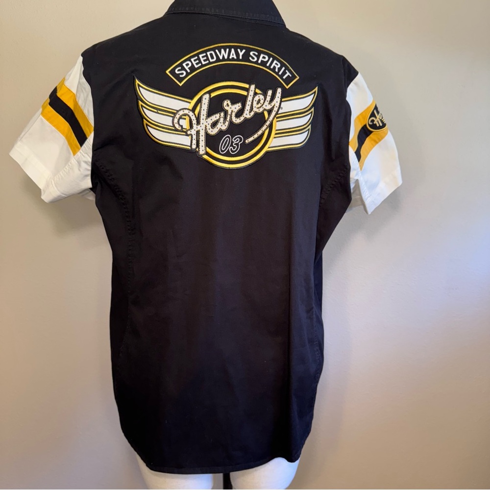 HARLEY-DAVIDSON Vintage Women's Zip Front Short Sleeve Speedway Spirit - Picture 3 of 15